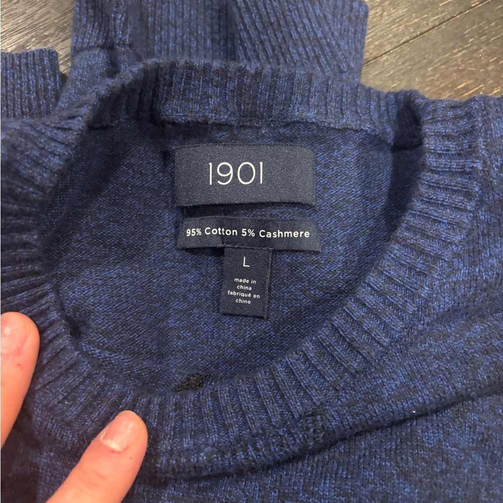 1901 Men's Deep Blue cotton / cashmere long Sleeve Tee